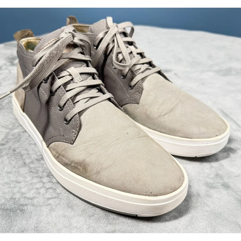 Timberland Mens 10 Chukka Sneakers Tan Nubuck Leather Canvas Lace Up Casual
